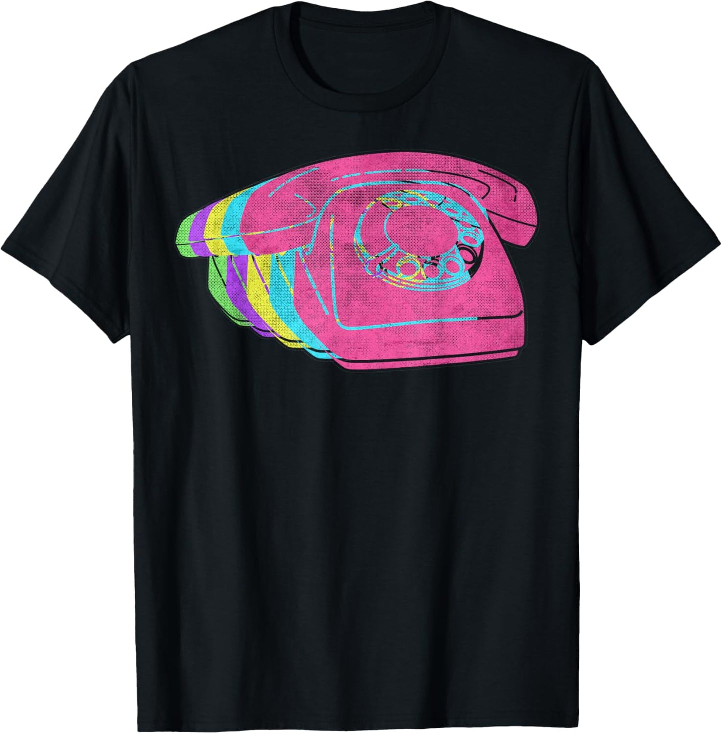 Phone Telephone Classic. 80s. Colors. 1980s. T-Shirt - T-Shirt | Black