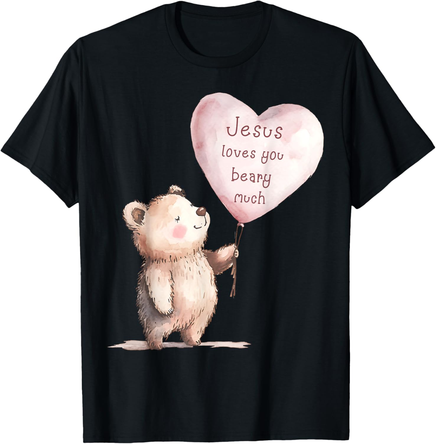 Jesus Loves You Beary Much Cute Christian Kids T-Shirt - T-Shirt | Black