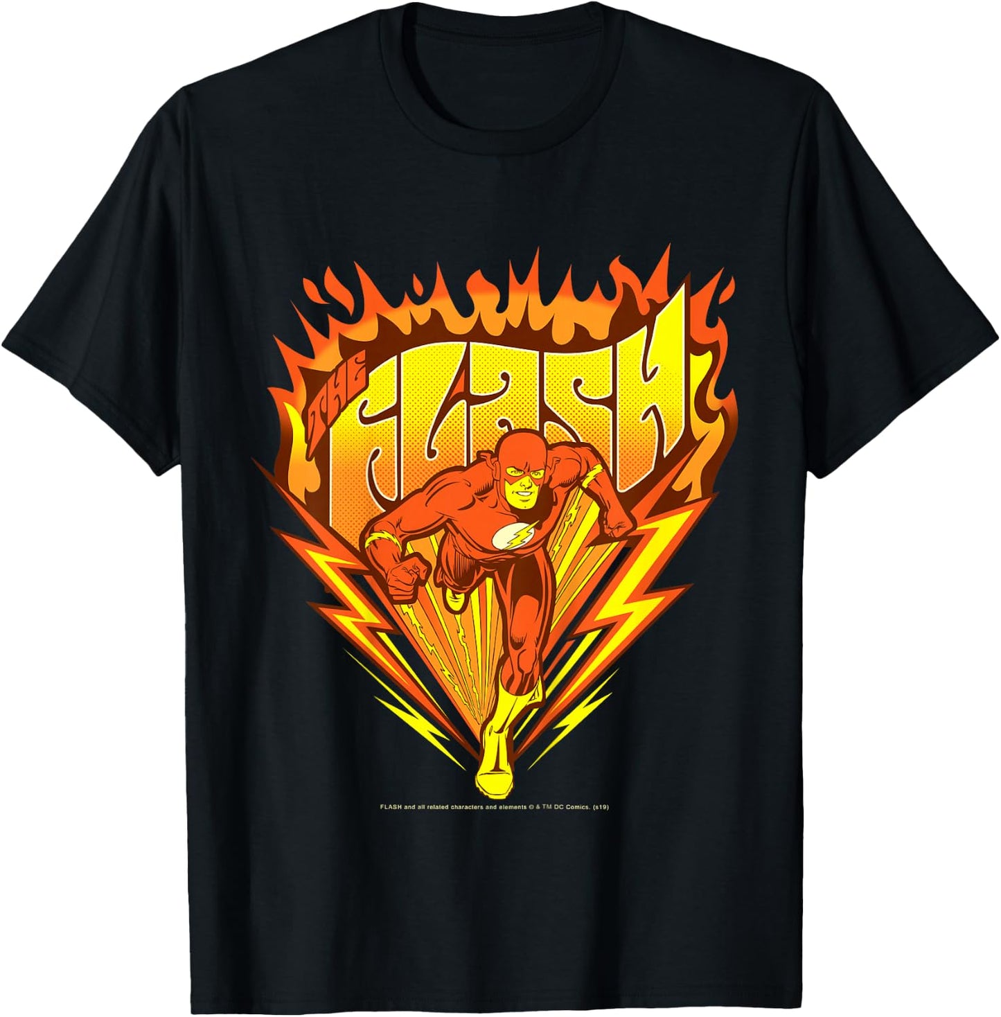 Kids DC Comics The Flash Flames Pop Art Poster T-Shirt - T-Shirt | Black