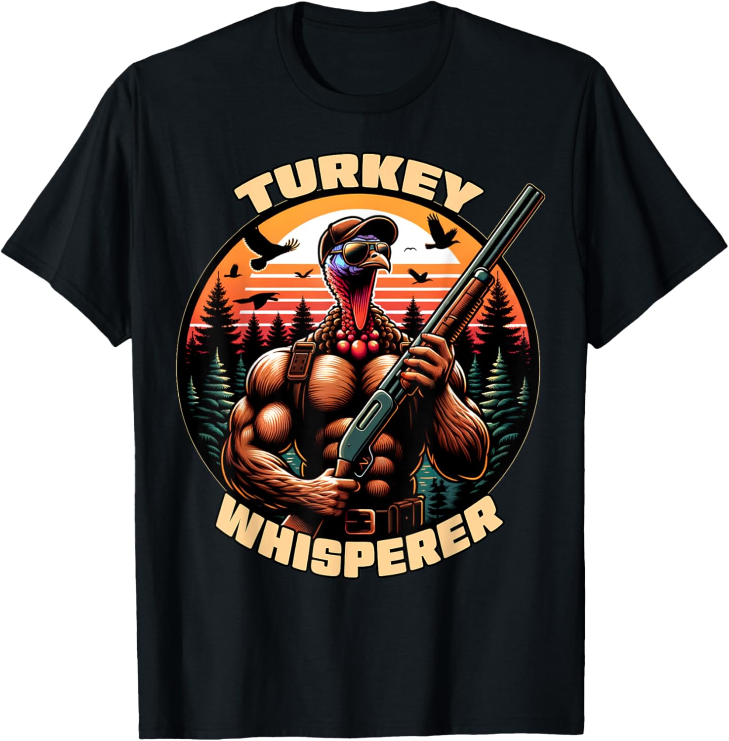 Turkey Whisperer Funny Turkey Hunting Season Men Women Kids T-Shirt - T-Shirt | Black