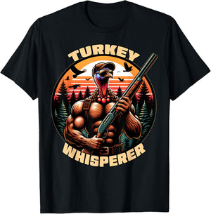 Turkey Whisperer Funny Turkey Hunting Season Men Women Kids T-Shirt - T-Shirt | Black