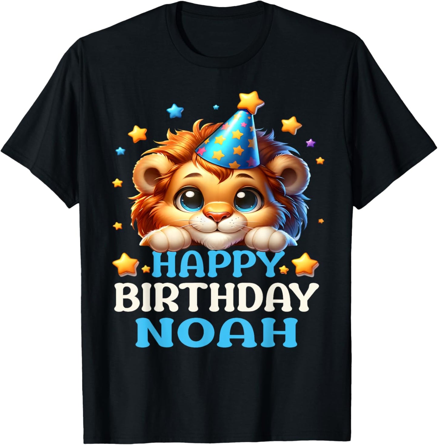 Celebrating Noah's Birthday Party with a cute Lion T-Shirt - T-Shirt | Black