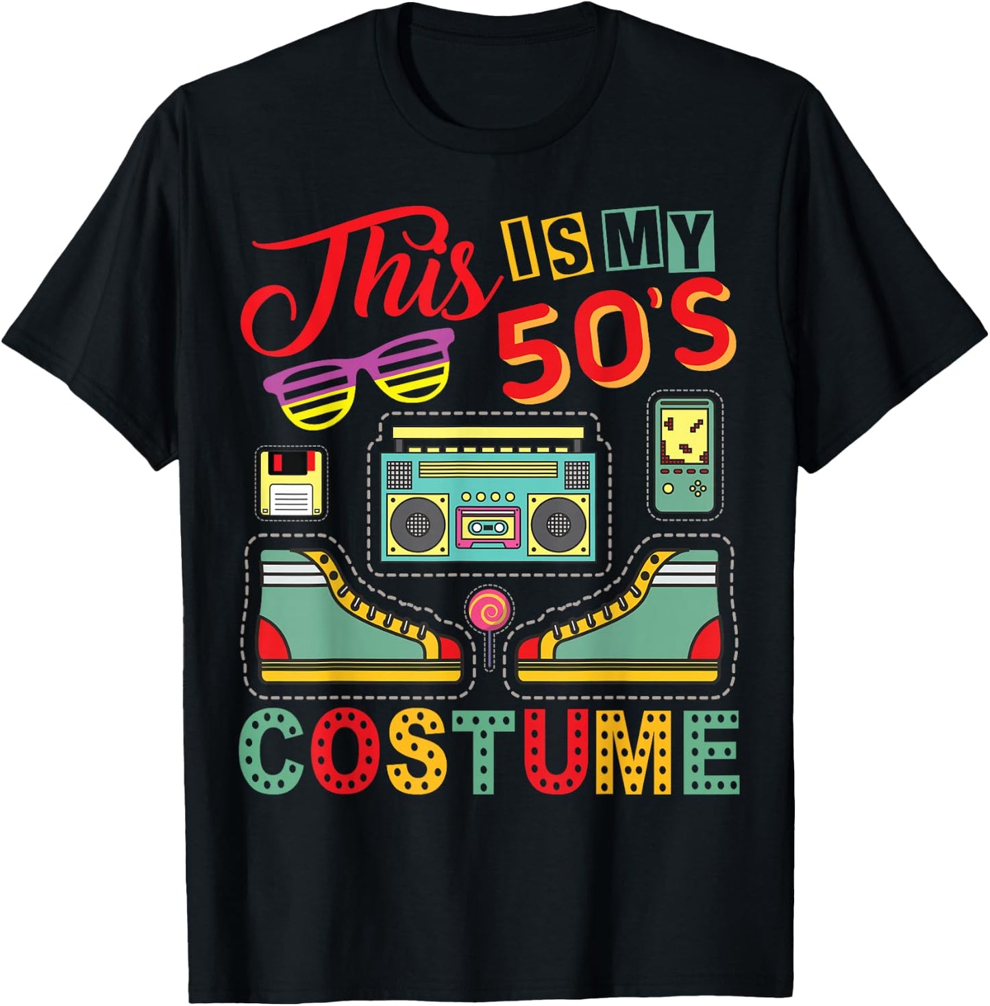 This Is My 50s Costume Shirt 1950s Retro Vintage 50s Party T-Shirt - T-Shirt | Black