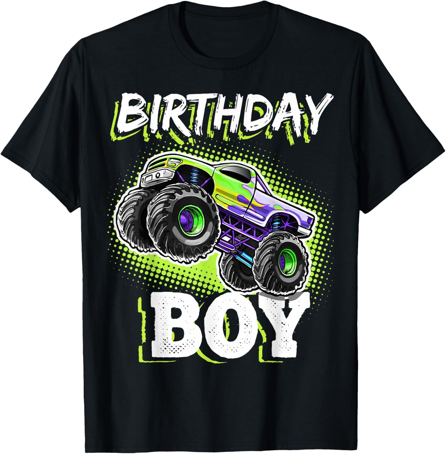 Birthday Boy Monster Truck Birthday Party Gift Boys Kids T-Shirt - T-Shirt | Black