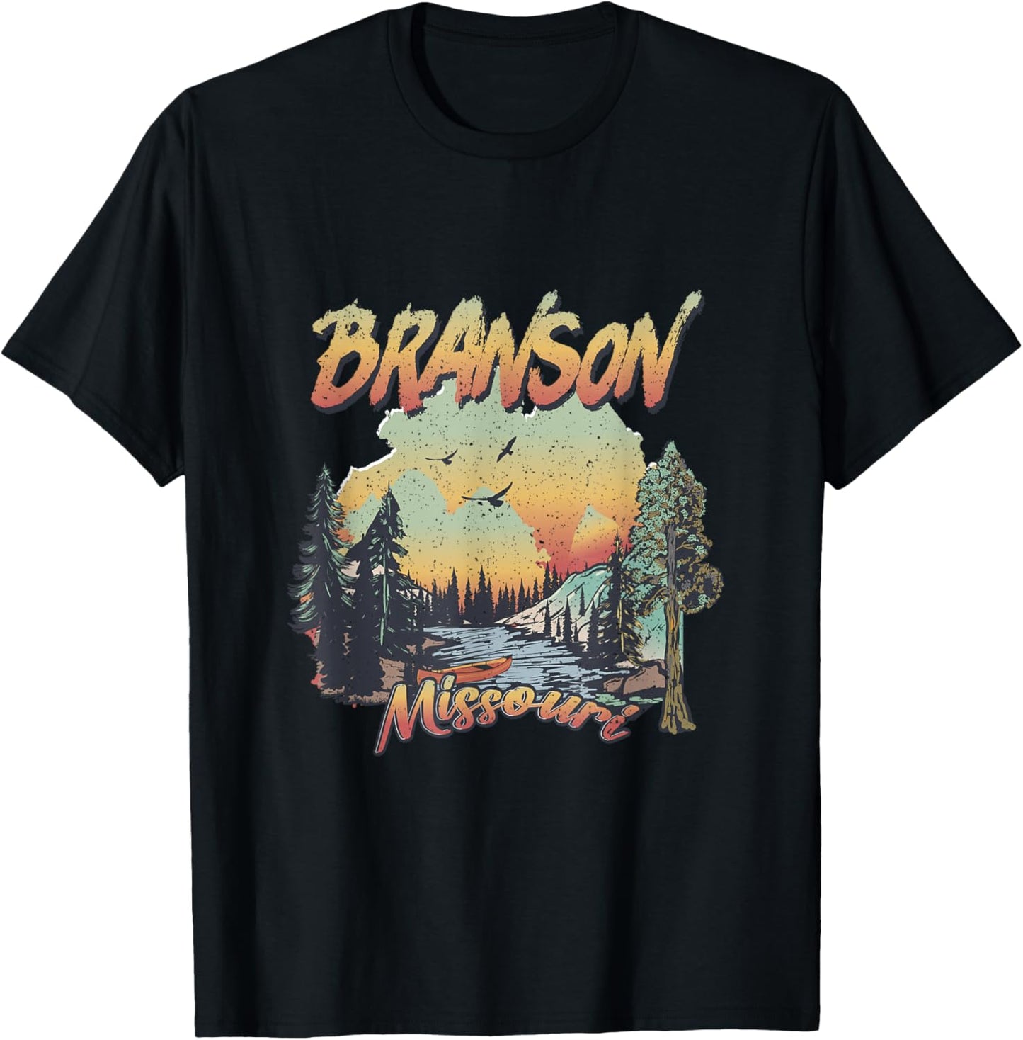Vintage Branson Missouri Nature Mountain Hiking Souvenir T-Shirt - T-Shirt | Black
