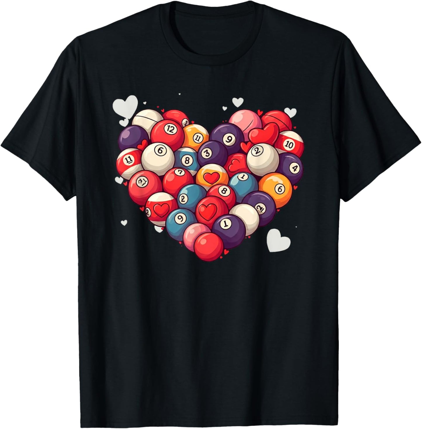 Funny Billiards Heart Valentine Billiard Kids T-Shirt - T-Shirt | Black