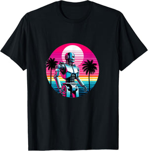 Robotics Retro Robot Machine Engineer Robots Mom Dad Kids T-Shirt - T-Shirt | Black