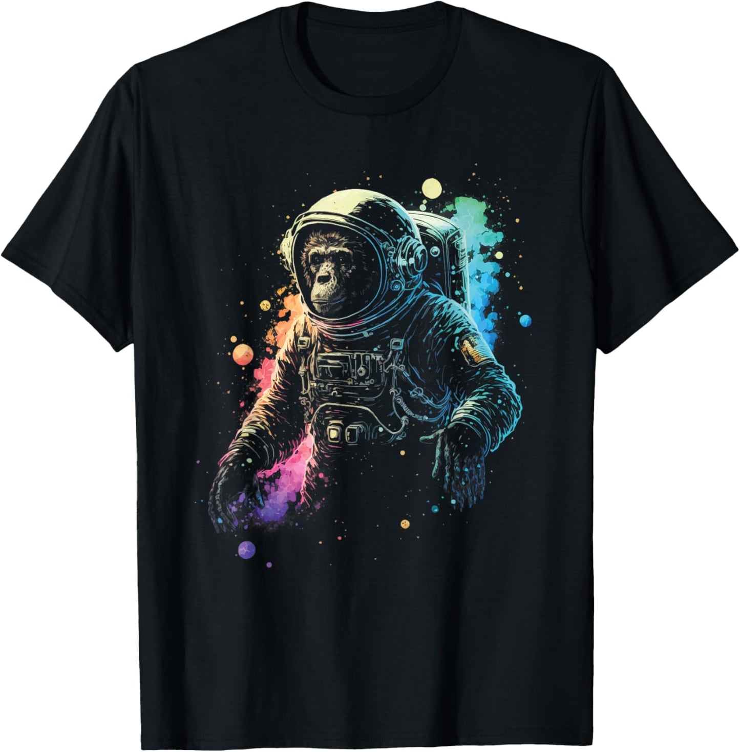 Monkey Astronaut SciFi Chimp Graphic T-Shirt - T-Shirt | Black