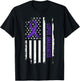 Lupus Awareness American Flag - Purple Ribbon Women Men T-Shirt - T-Shirt | Black