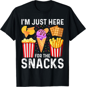 I'm Just Here For The Snacks Funny Foodie T-Shirt - T-Shirt | Black