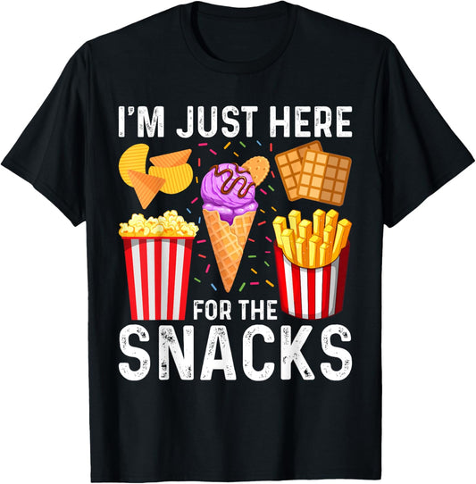 I'm Just Here For The Snacks Funny Foodie T-Shirt - T-Shirt | Black