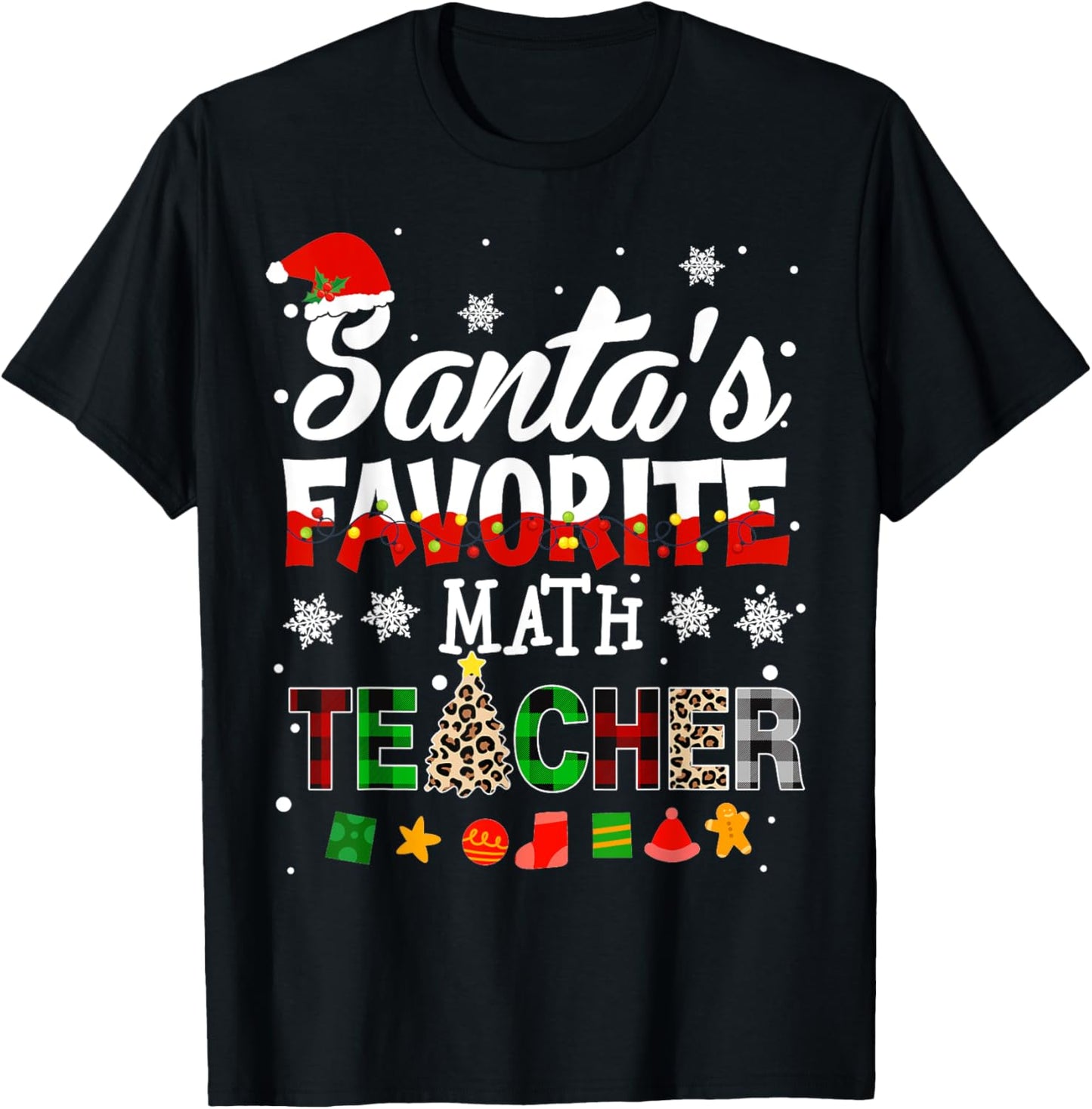Santa Favorite Math Teacher Christmas Matching T-Shirt - T-Shirt | Black