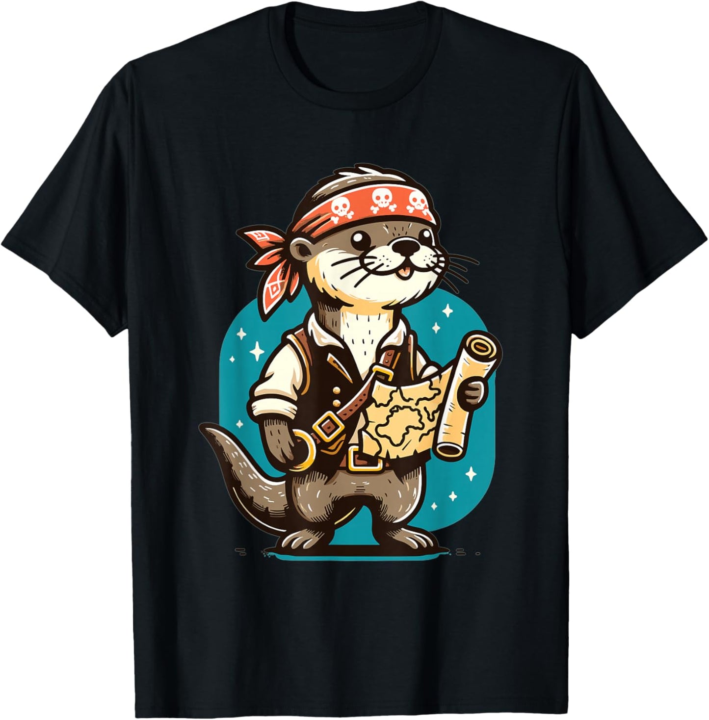Otter Pirate's Treasure Hunt T-Shirt - T-Shirt | Black