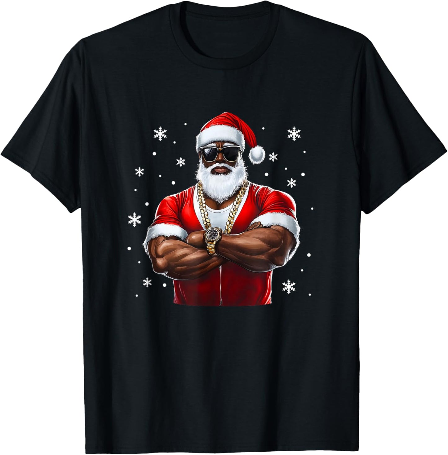 African American Santa Christmas Cool Afro Black X-Mas T-Shirt - T-Shirt | Black