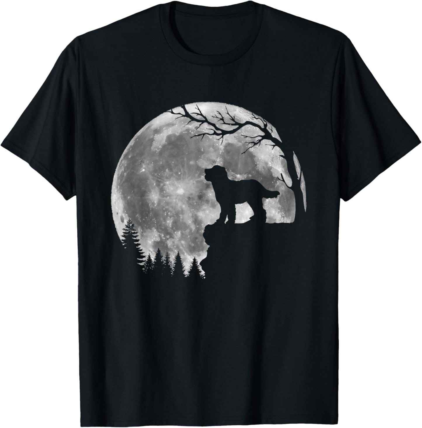 Bernedoodle Doodle Dog Moon Silhouette Halloween Costume T-Shirt - T-Shirt | Black