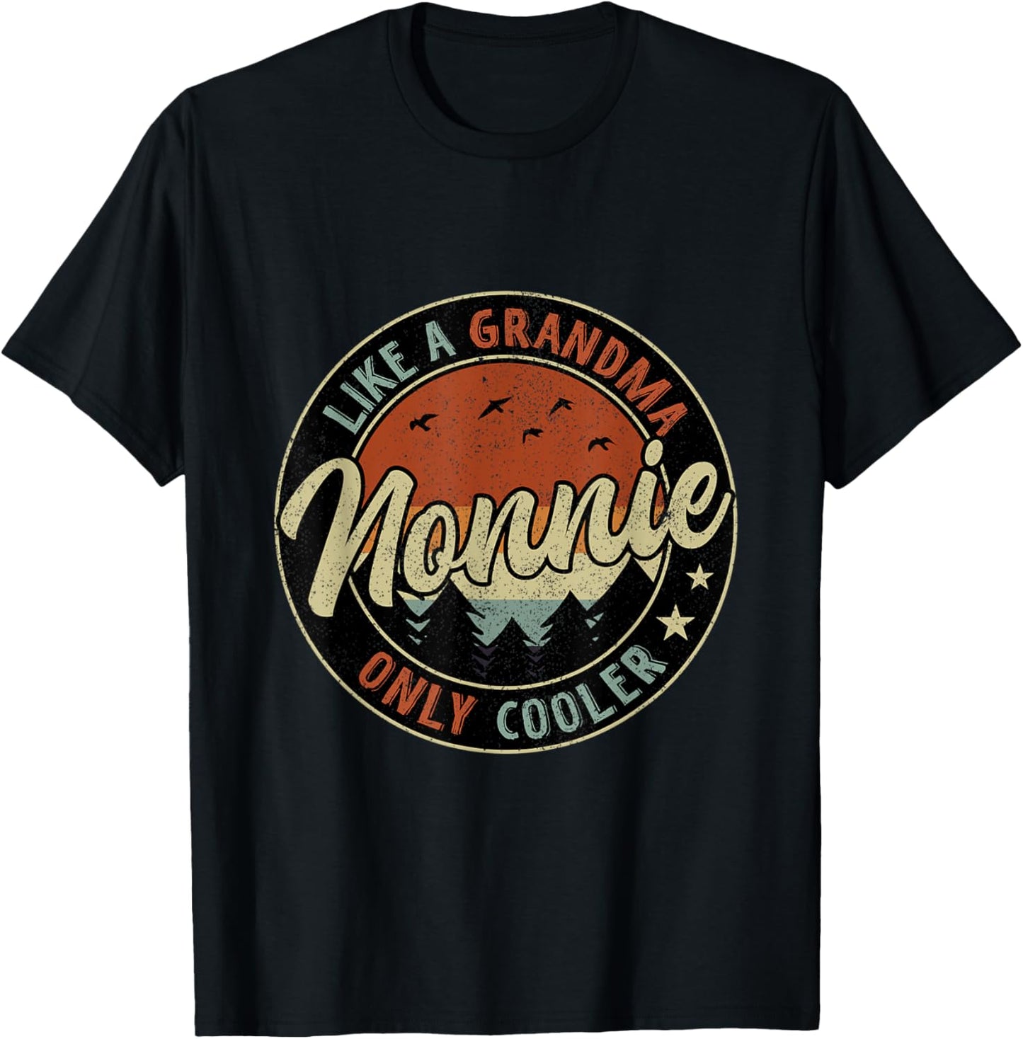 Nonnie Like A Grandma Only Cooler Retro Mother's Day T-Shirt - T-Shirt | Black