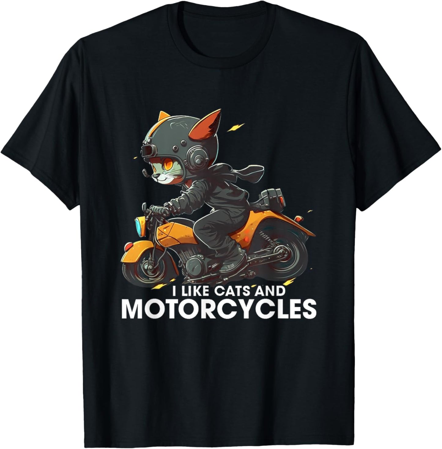 I Like Cats And Motorcycles cat riding motorcycle cute cat Men Women T-Shirt - T-Shirt | Black