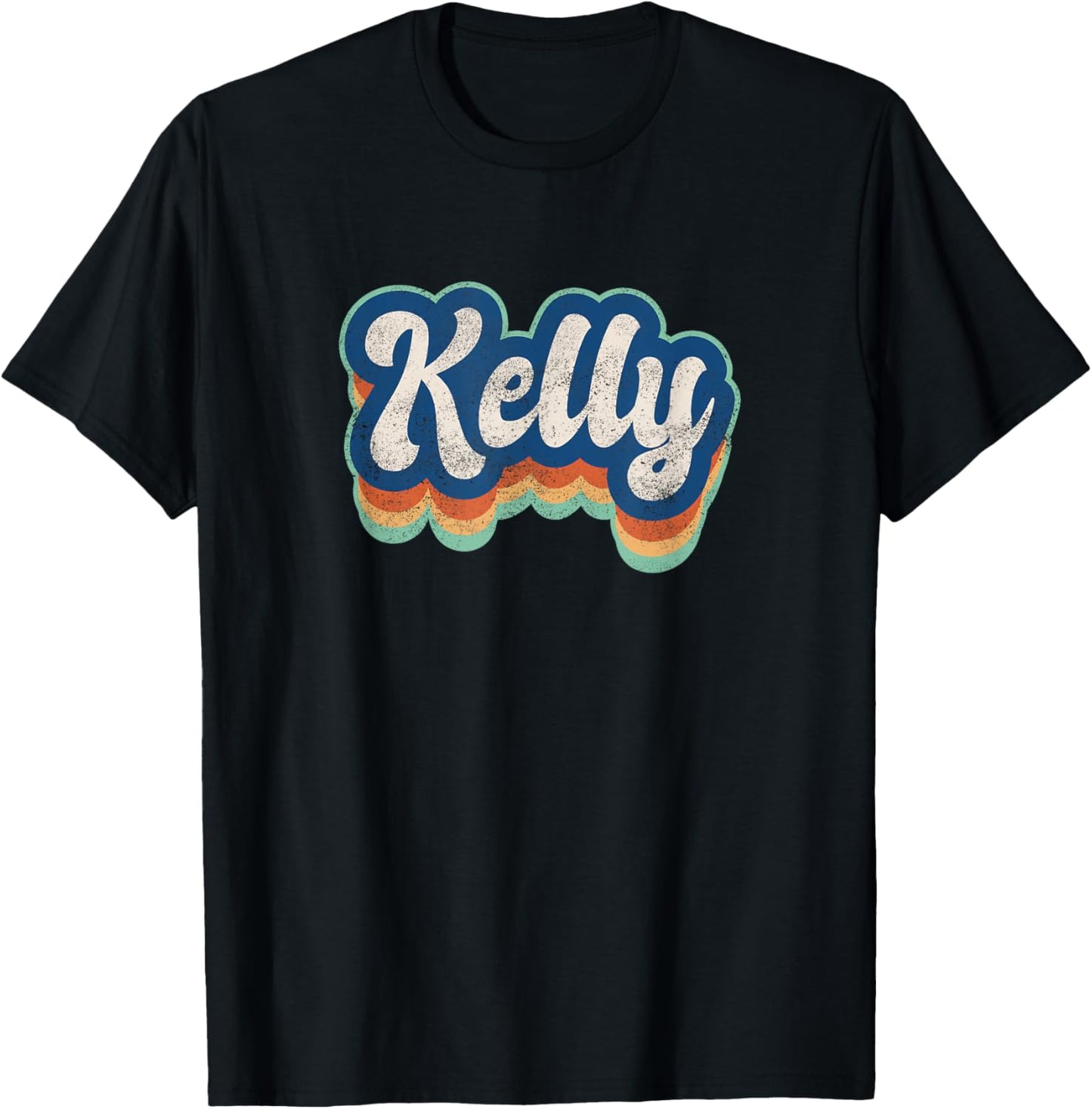 Kelly First Name Girl Vintage Style 70s 80s Personalized T-Shirt - T-Shirt | Black