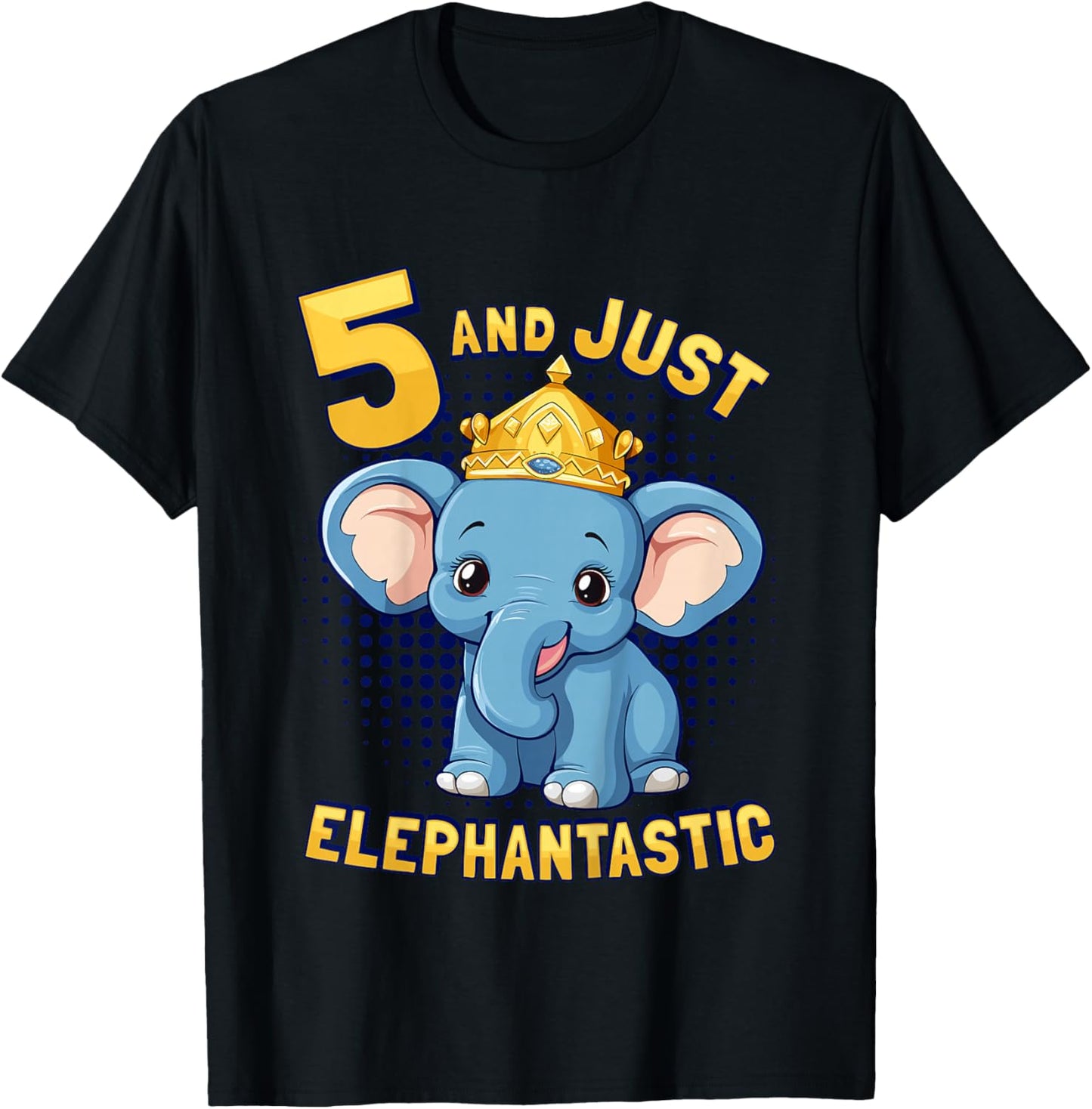 Kids Elephant 5th Birthday Child Age 5 Years Elephant T-Shirt - T-Shirt | Black