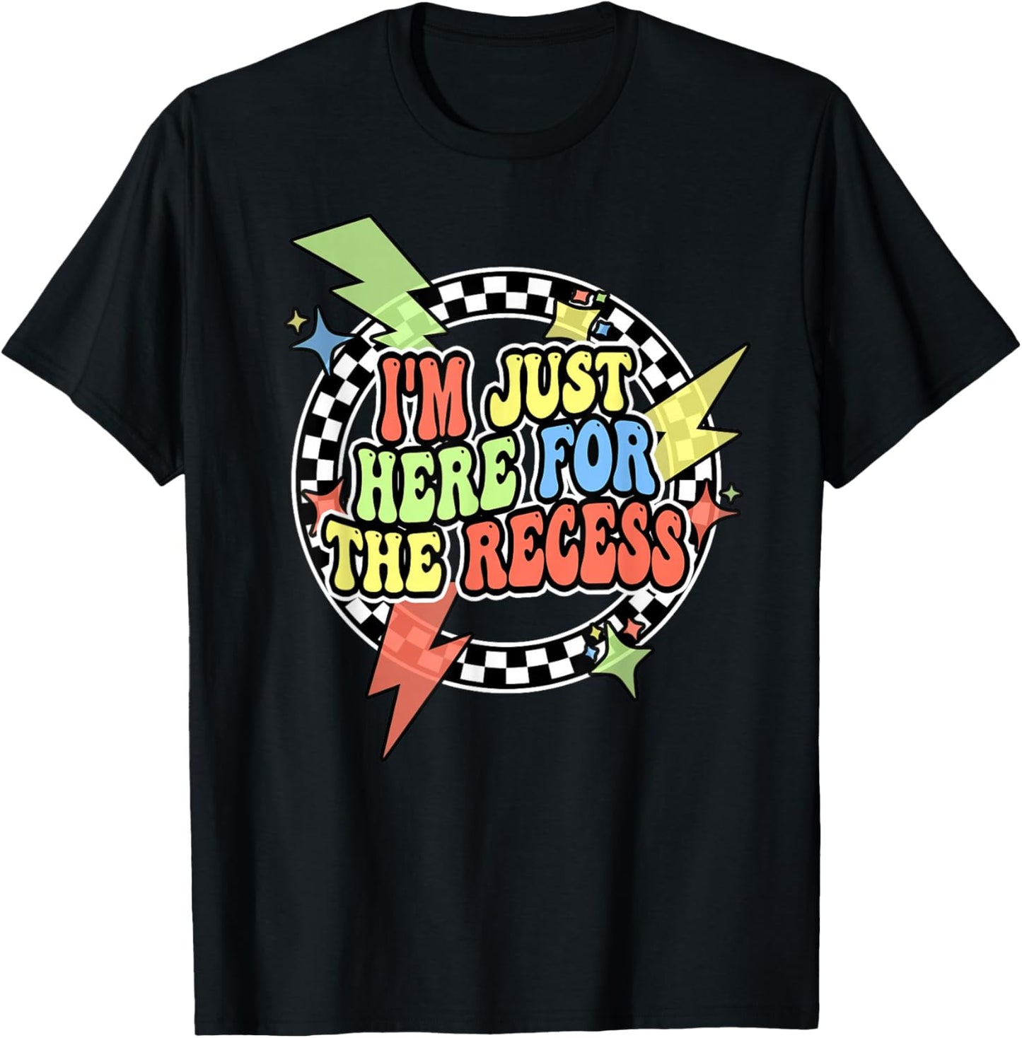 Retro Im Just Here For The Recess Shirt Recess Monitor Squad T-Shirt - T-Shirt | Black