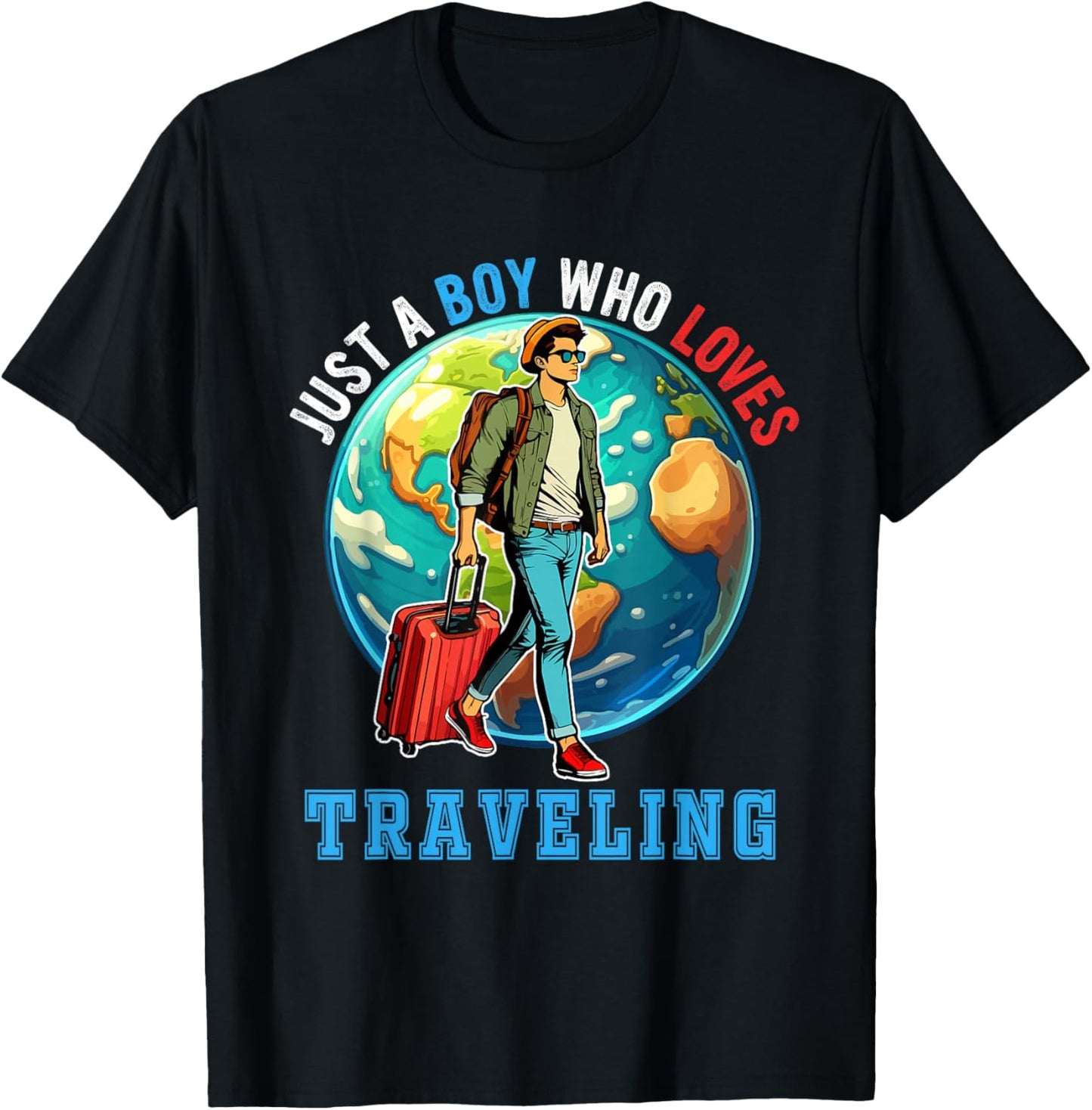 A Boy Loves Traveling Costume Men Matching Travel Lover T-Shirt - T-Shirt | Black