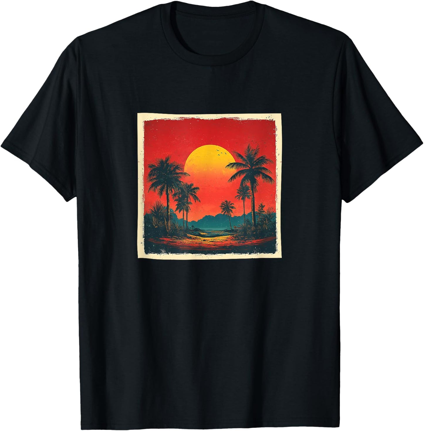 Desert Oasis Vintage Landscape Graphic T-Shirt - T-Shirt | Black