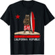 California Republic State Surfer Bear Surfing Cali Beach T-Shirt - T-Shirt | Black