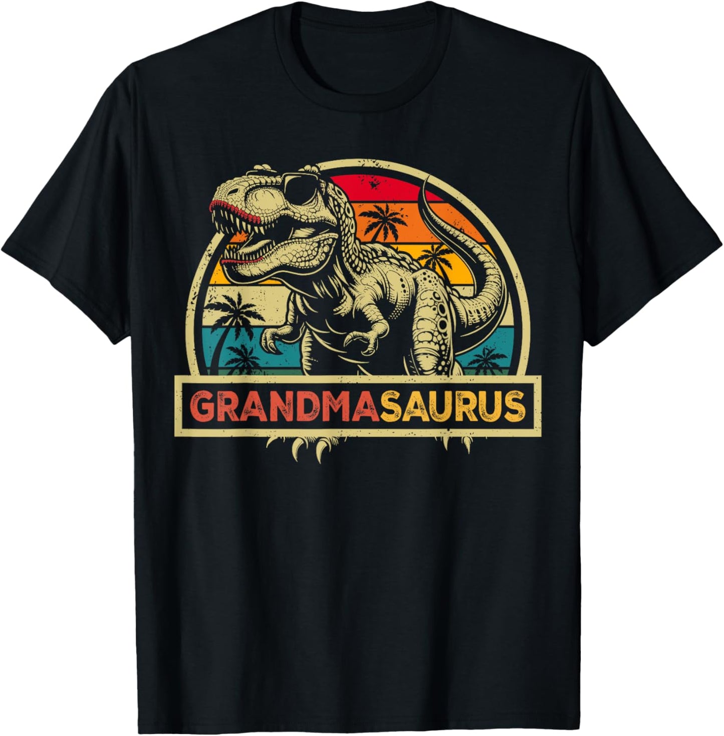 Grandmasaurus T Rex Dinosaur Grandma Saurus Family Matching T-Shirt - T-Shirt | Black
