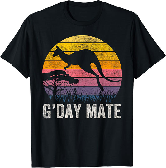Australia G'Day Mate Shirt Funny Kangaroo Australian Symbol T-Shirt - T-Shirt | Black