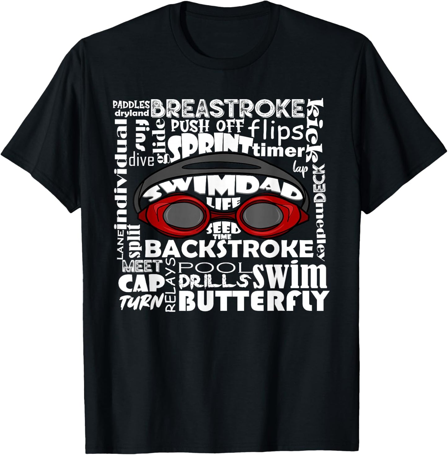 Swim Dad Swimmer Funny Swimming Sport Goggles Practice T-Shirt - T-Shirt | Black