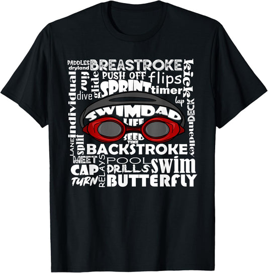 Swim Dad Swimmer Funny Swimming Sport Goggles Practice T-Shirt - T-Shirt | Black