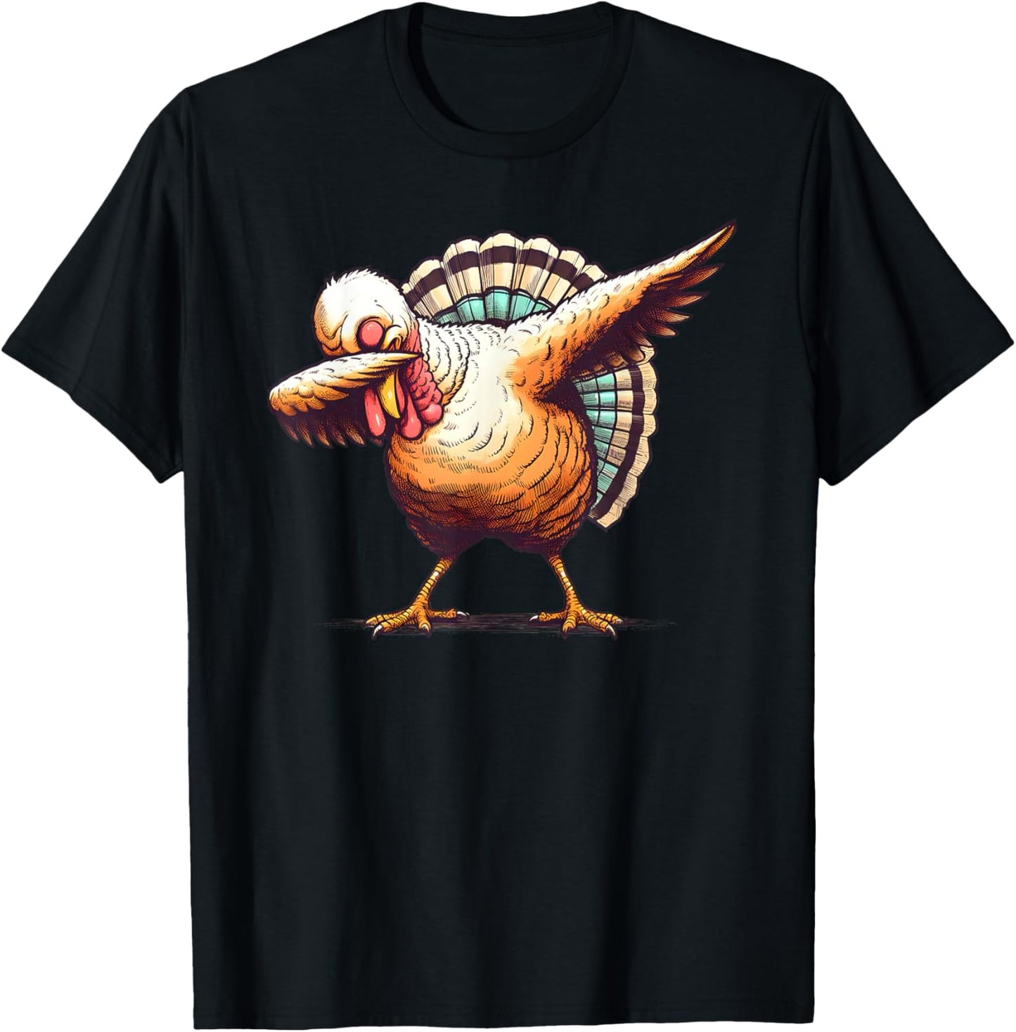 Funny Dabbing Turkey Thanksgiving Day Pilgrim Boys Girls Dab T-Shirt - T-Shirt | Black
