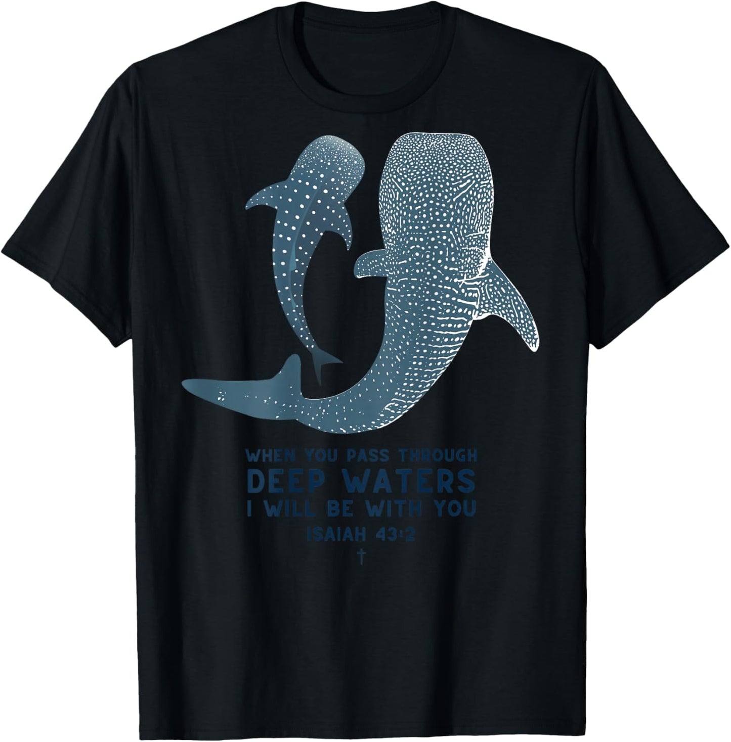 Christian Scripture Jesus Isaiah Whale Shark (On Back) T-Shirt - T-Shirt | Black