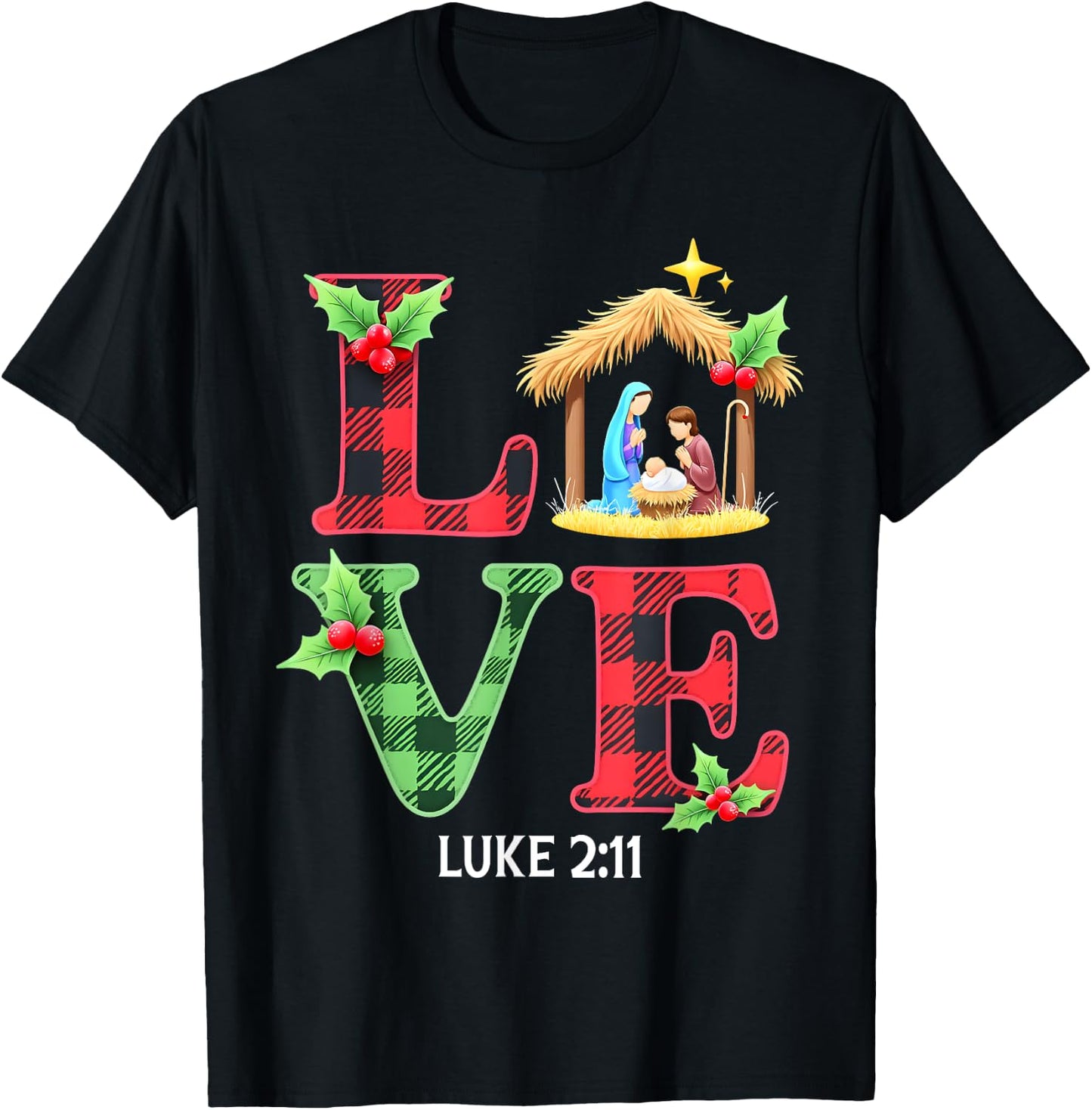 Love Nativity Christmas Jesus Xmas Christian Family Matching T-Shirt - T-Shirt | Black