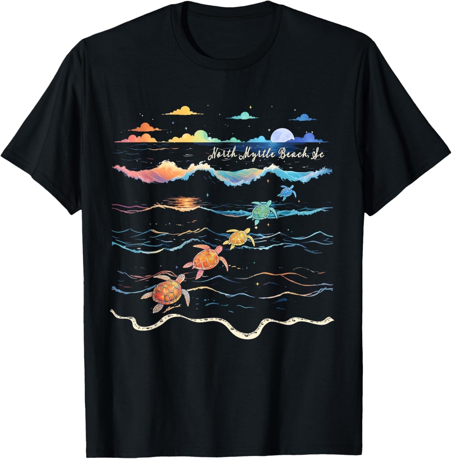 North Myrtle Beach South Carolina Sea Turtle Lover Beach T-Shirt - T-Shirt | Black
