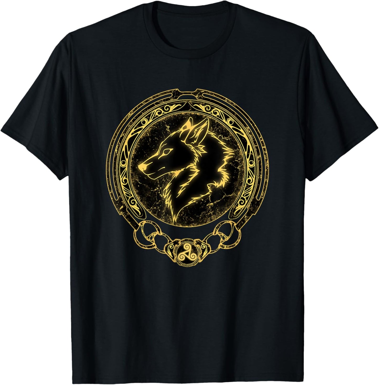 Viking Fenrir Fenris Wolf Celtic Triskelion Symbol T-Shirt - T-Shirt | Black
