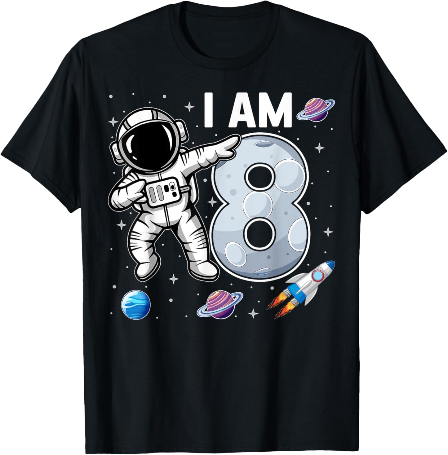 I'm 8 Dabbing Astronaut Space Kids 8th Birthday Party T-Shirt - T-Shirt | Black