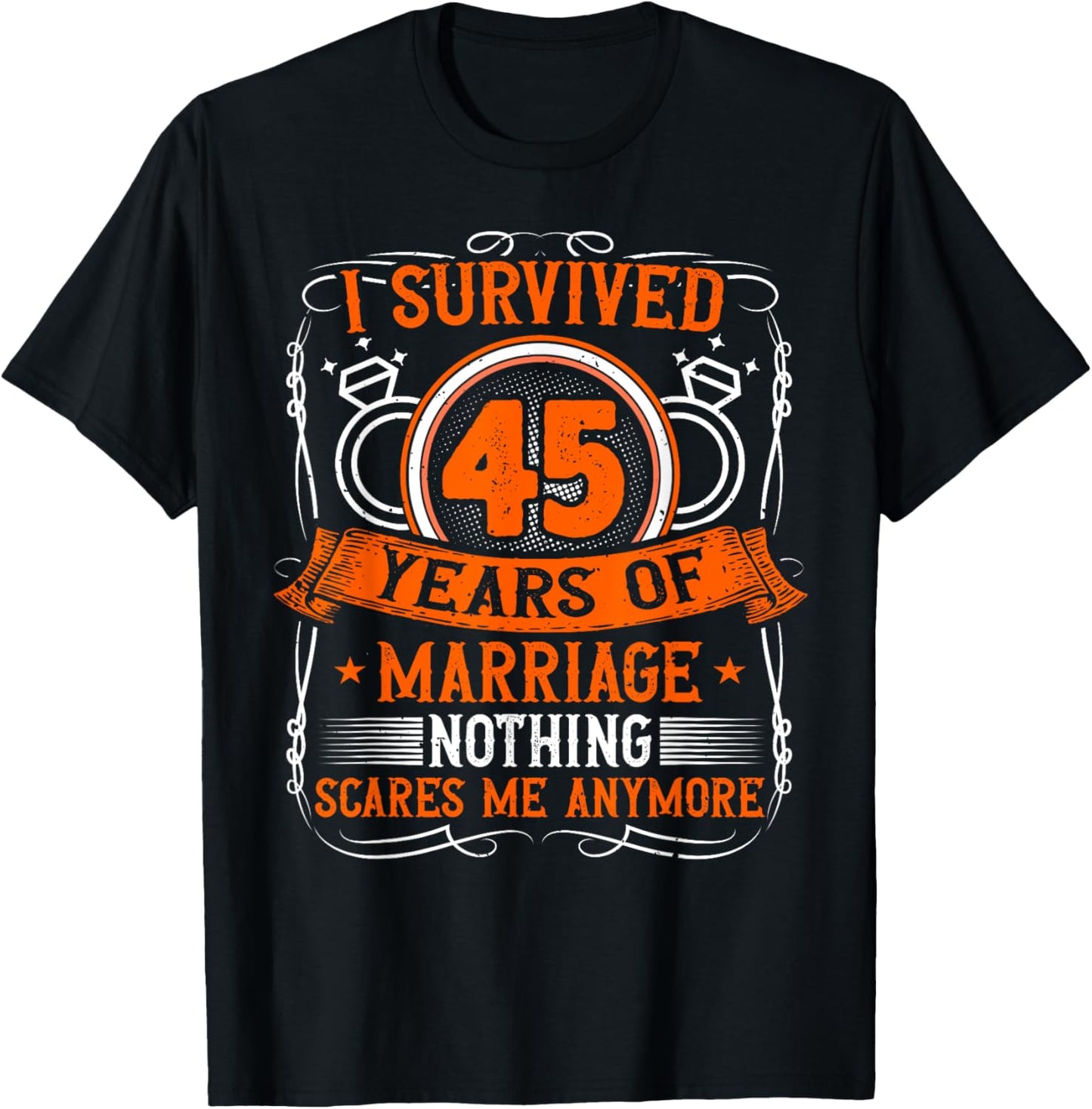 45th Wedding Anniversary, 45 Years Married, Husband & Wife T-Shirt - T-Shirt | Black