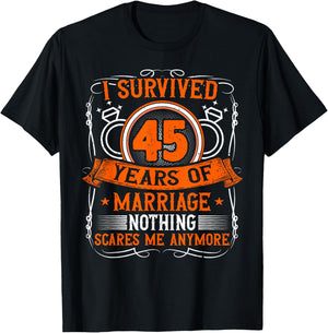 45th Wedding Anniversary, 45 Years Married, Husband & Wife T-Shirt - T-Shirt | Black