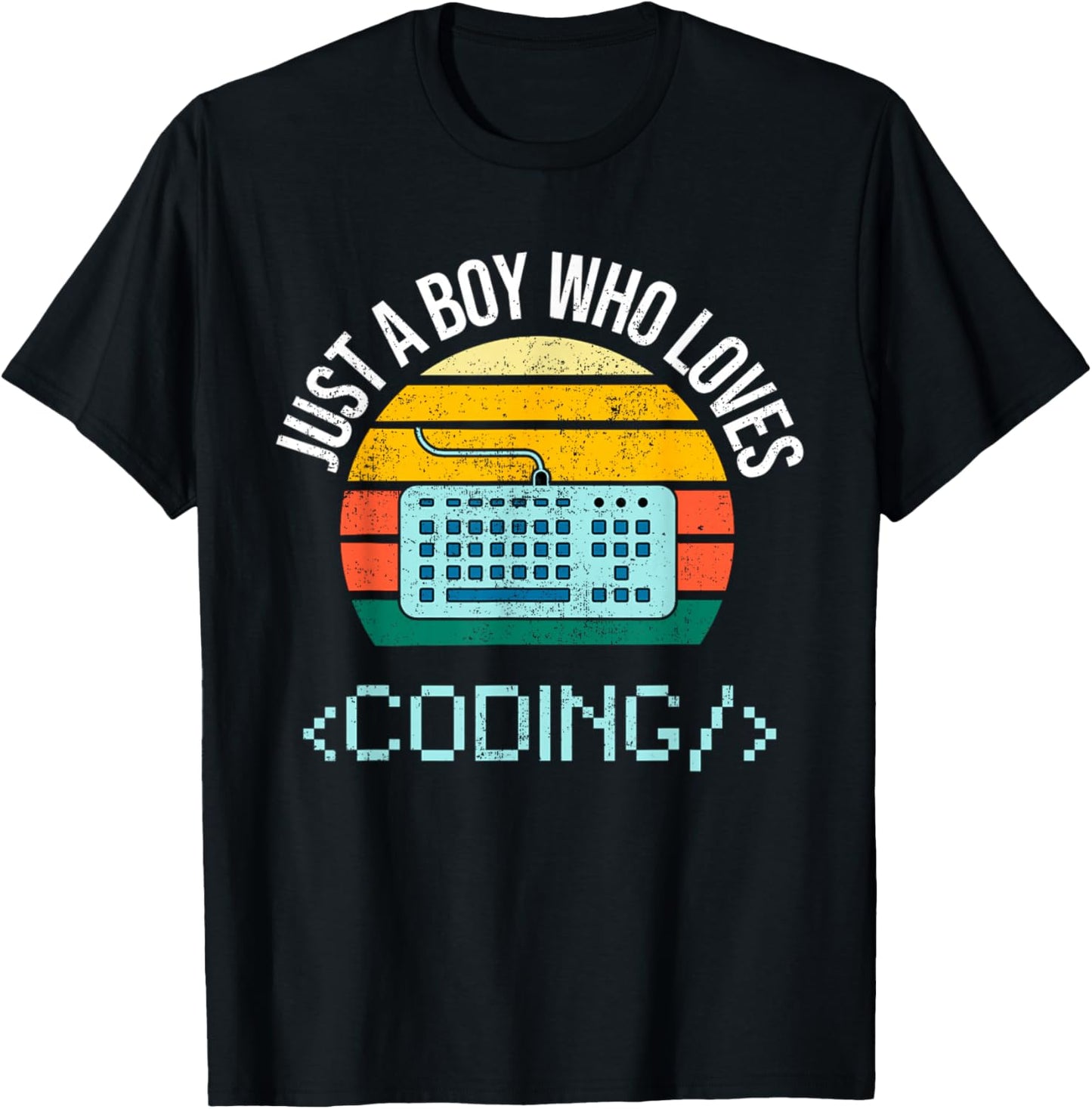 Just A Boy Who Loves Coding Computer Funny T-Shirt - T-Shirt | Black