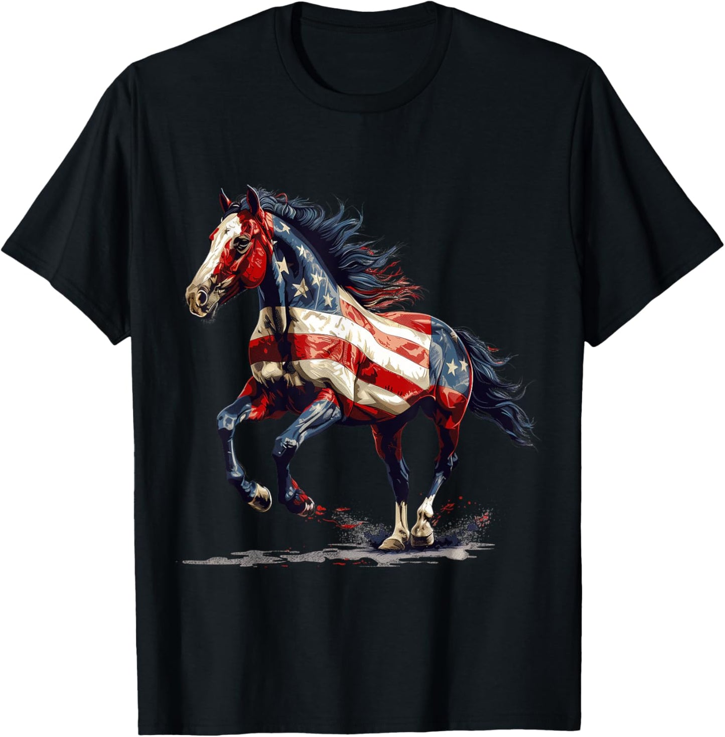Patriotic Horse USA Flag Vintage Horse 4th Of July T-Shirt - T-Shirt | Black