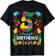 5 Year Old Building Blocks 5th Birthday Boy Brick Builder T-Shirt - T-Shirt | Black