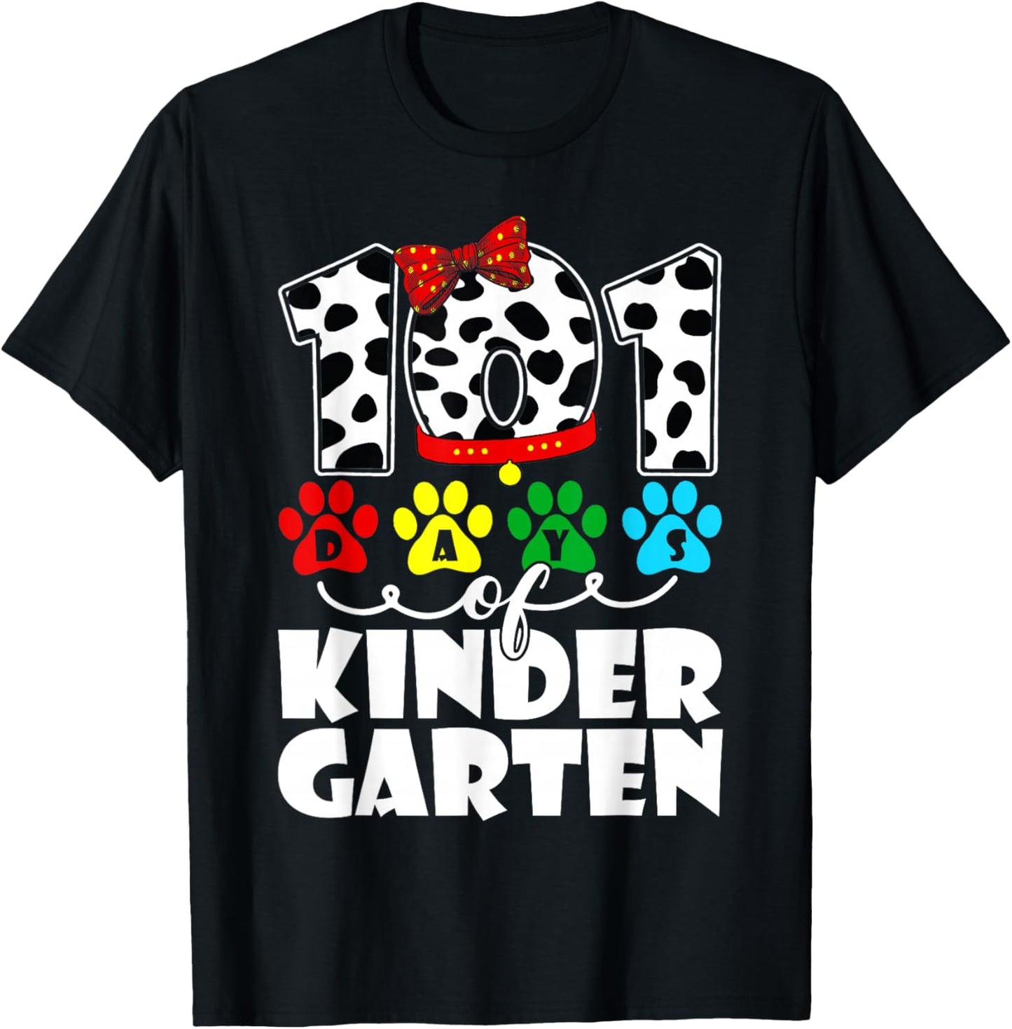 101 Days Kindergarten Cute Dog Lover Student Or Teacher Kids T-Shirt - T-Shirt | Black