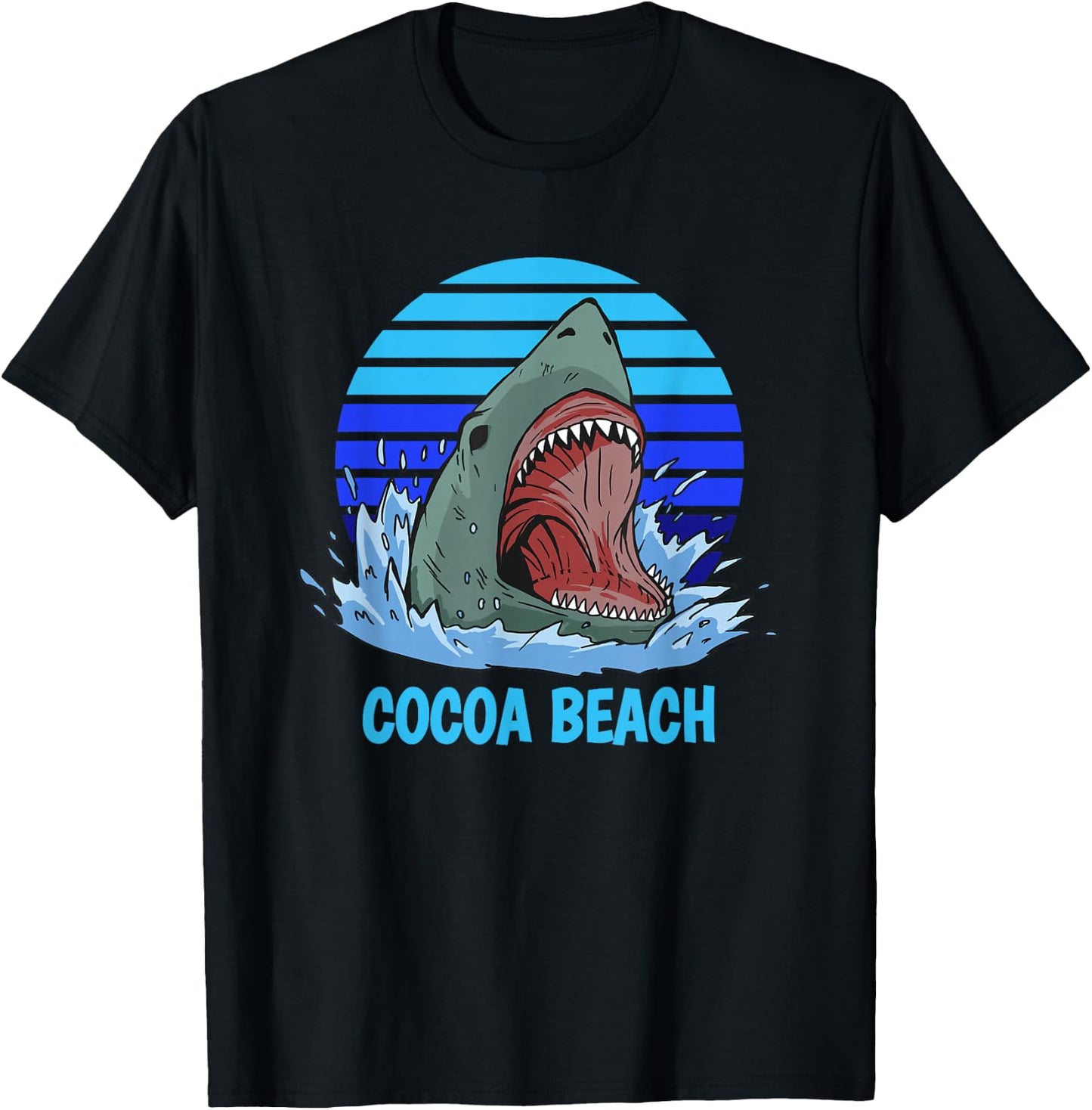 Cocoa Beach Vacation Shark Theme T-Shirt - T-Shirt | Black