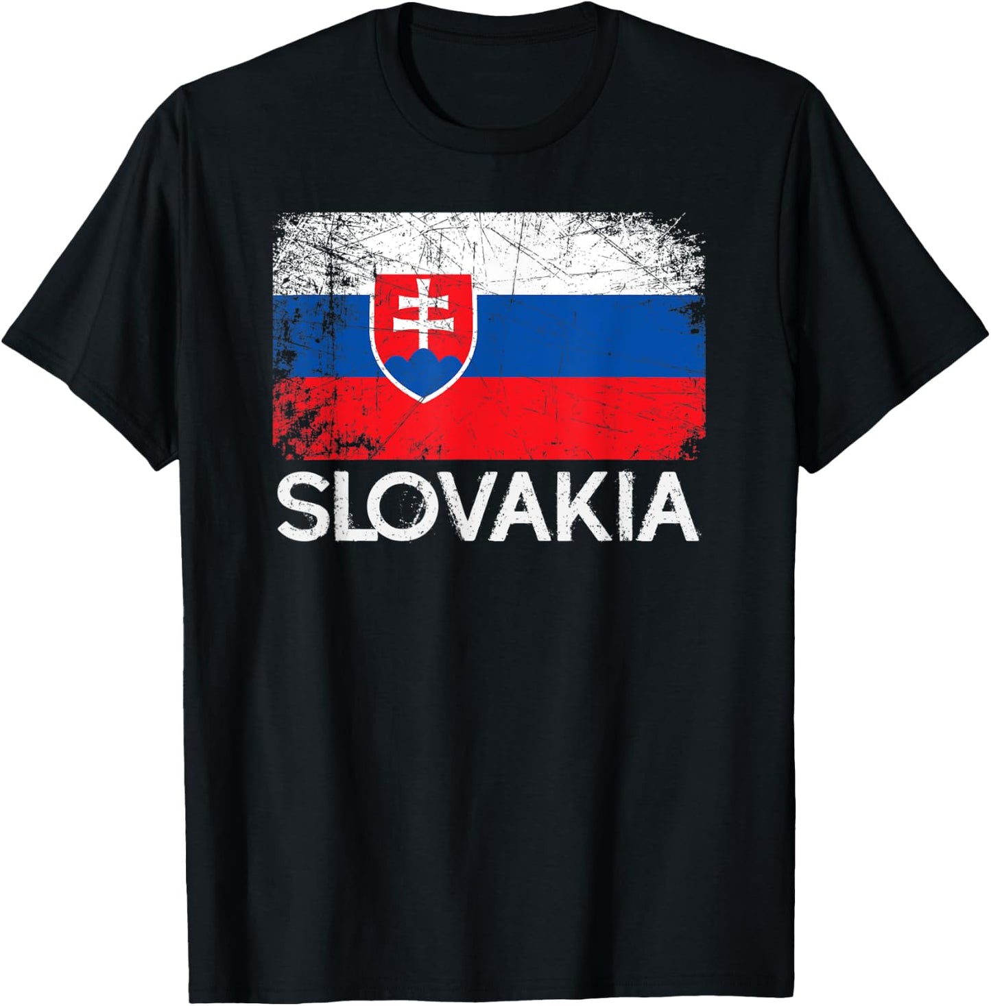 Slovak Flag | Vintage Made In Slovakia Gift T-Shirt - T-Shirt | Black