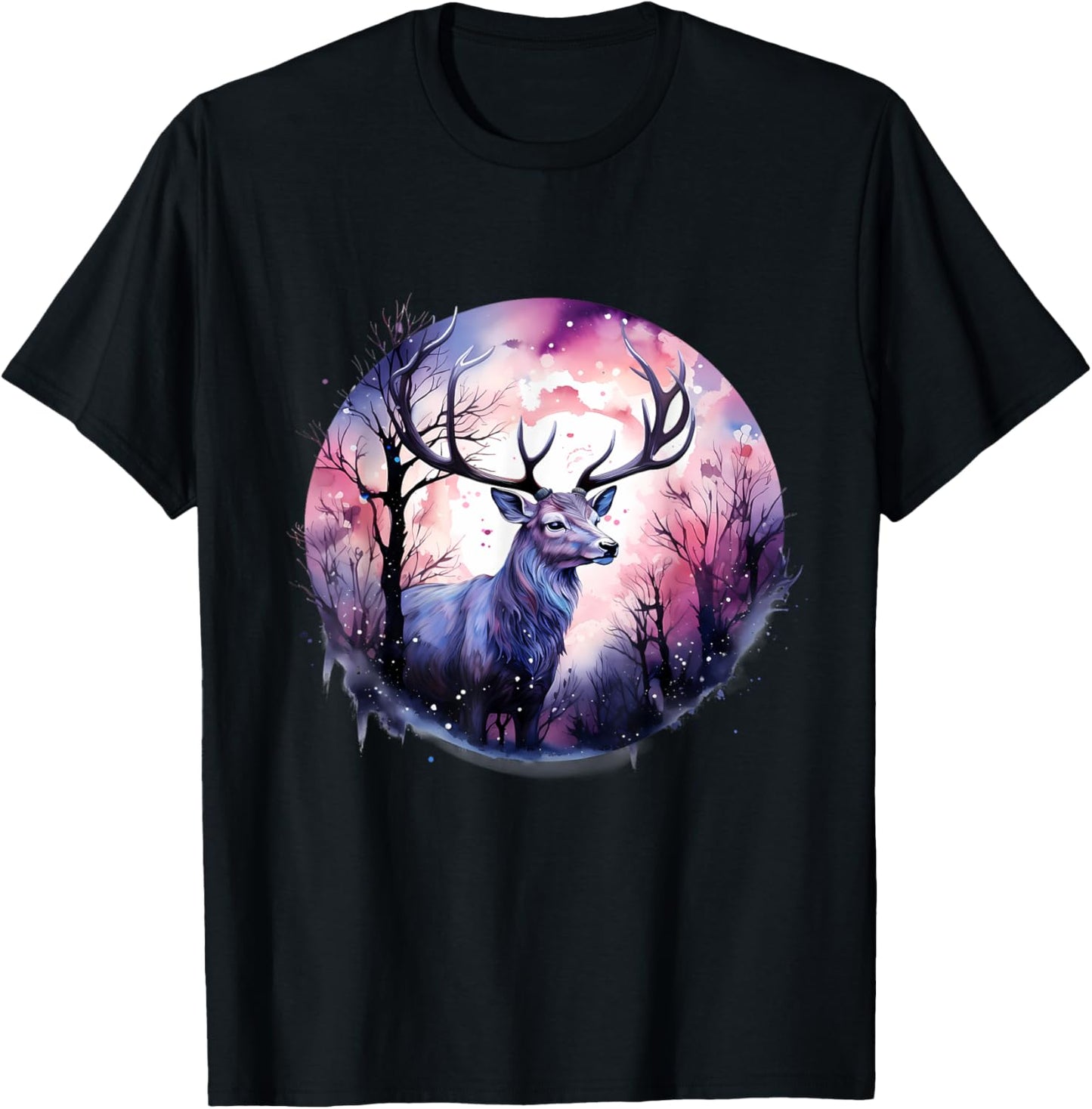 Deer Nature Wildlife Animal Art Artwork Animal Lovers Forest T-Shirt - T-Shirt | Black