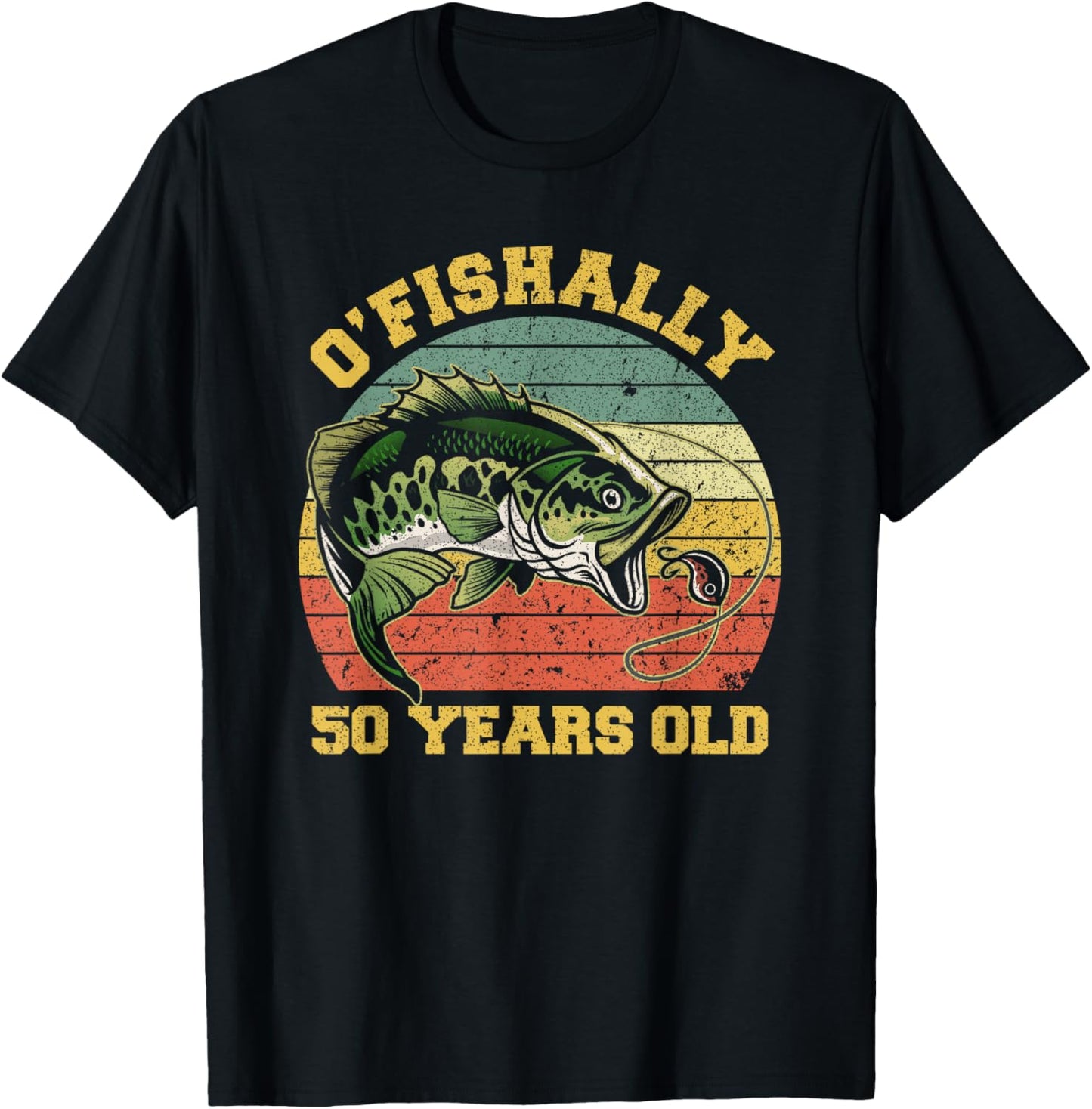 O'Fishally 50 Years Old Fishing Birthday Theme Party 50th T-Shirt - T-Shirt | Black