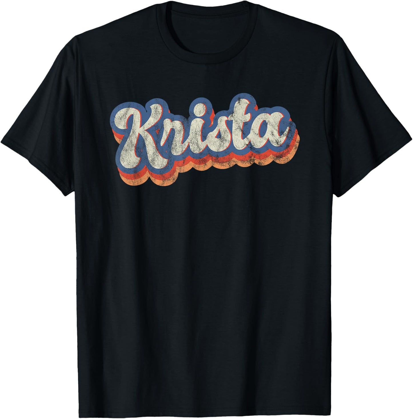 Krista Personalized Name Shirt Custom Lettering 70's T-Shirt - T-Shirt | Black