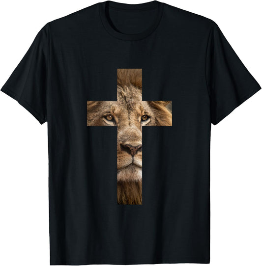 Lion Cross King Lord Jesus Bible Judah T-Shirt - T-Shirt | Black