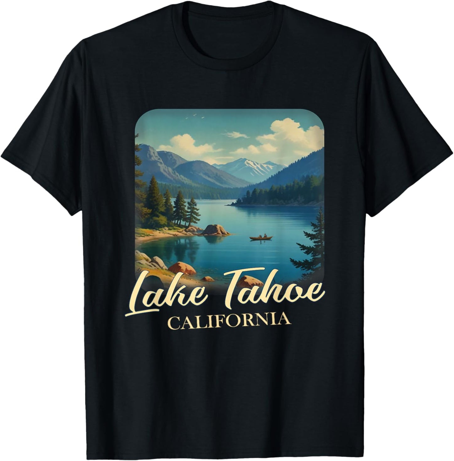 Vintage Lake Tahoe California Mountain Retro T-Shirt - T-Shirt | Black